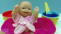 BABY DOLL bath time baby doll SLIME ice cream baby doll twins toys video for kids