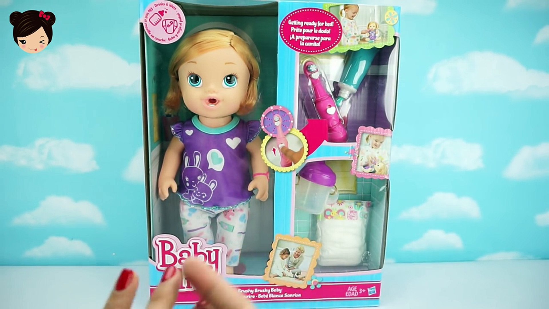 Baby Alive Muñeca Toma Leche Hace Pipi y Cepilla Los Dientes - Sonrisita  Blanca - Vidéo Dailymotion