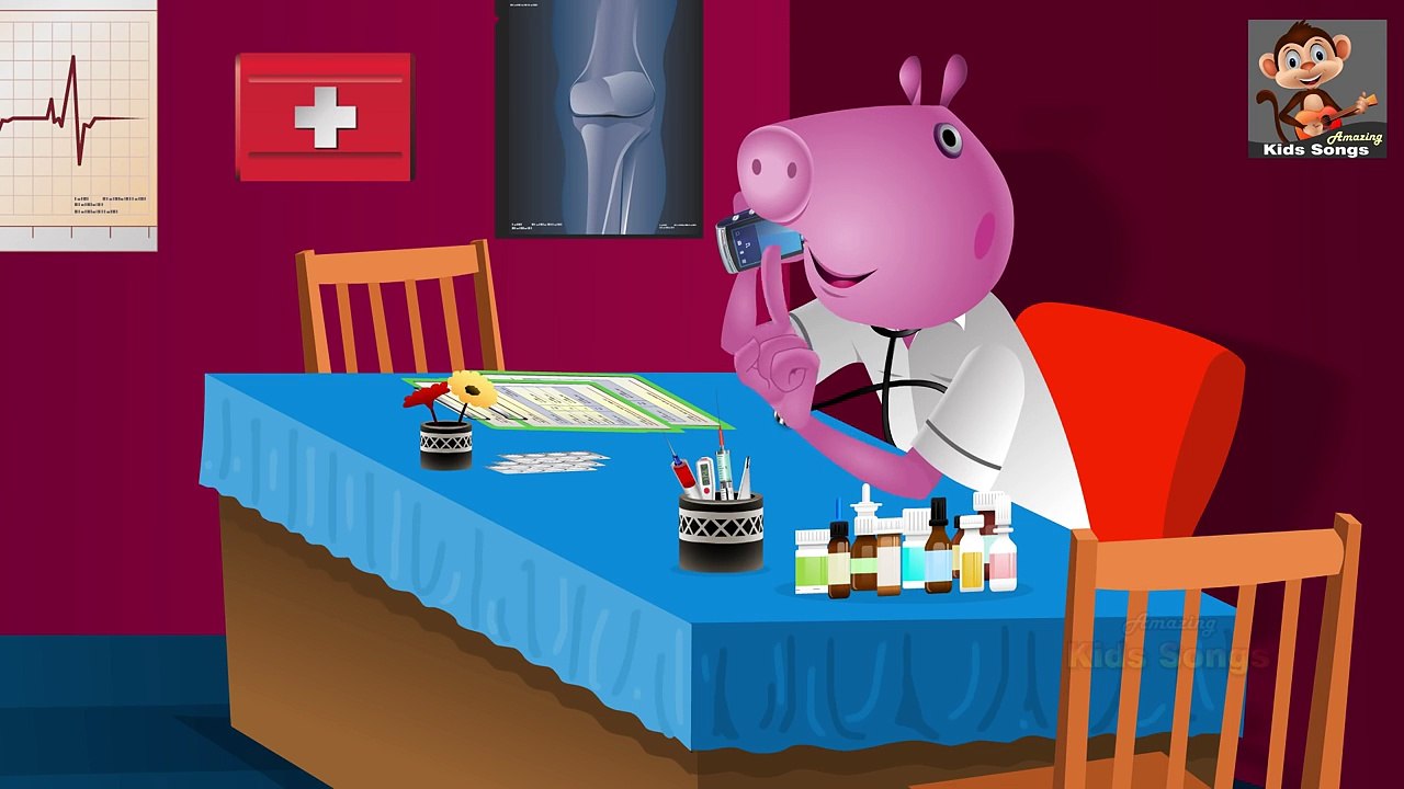 5 Peppa Pig Jumping On The Bed | Five Little Mo...