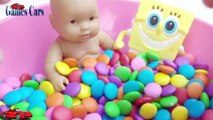 Jada Stephens Cars Baby Doll Bath Time With SpongeBob and Kungfu Panda | Baby Doll Bath With M&M