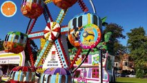 Outdoor activities- Carnival FunFair rides, Amusement park, ferris wheel, carousel,  Blue Orange