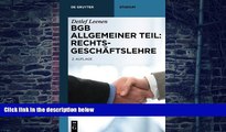 Buy NOW  Bgb Allgemeiner Teil: RechtsgeschÃ¤ftslehre (De Gruyter Studium) (German Edition) Detlef