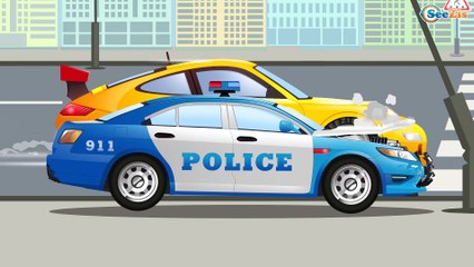 Car Cartoon for kids about Police Car pursuing Racing Car | Video for children Episode 72