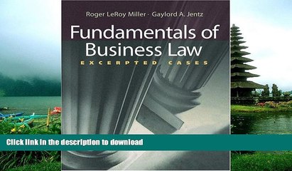 Download Video: BEST PDF  Fundamentals of Business Law: Excerpted Cases (with Online Legal Research Guide)