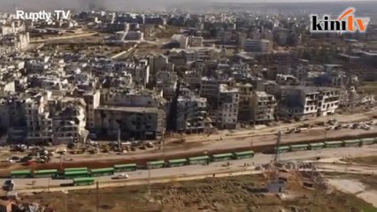 Download Video: Drone captures the start of east Aleppo evacuation