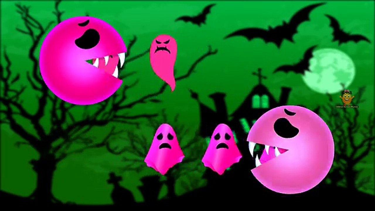 Learn Colors with Halloween Pacman | Pacman Cartoon Eating Colorful Ghosts Like A Dinosaur