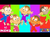 Five little monkeys | Wheels On The Bus | Finger Family | popular Nursery Rhymes