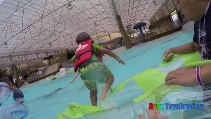 WATERPARK WAVE POOL Family Fun Outdoor Amusement Giant Waterslides Ryan ToysReview