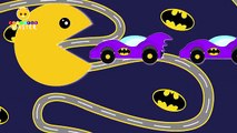 Pacman Eating Colorful Batman Car - Learn Colors with Pacman for Kids - Fun Learning Videos for Kids