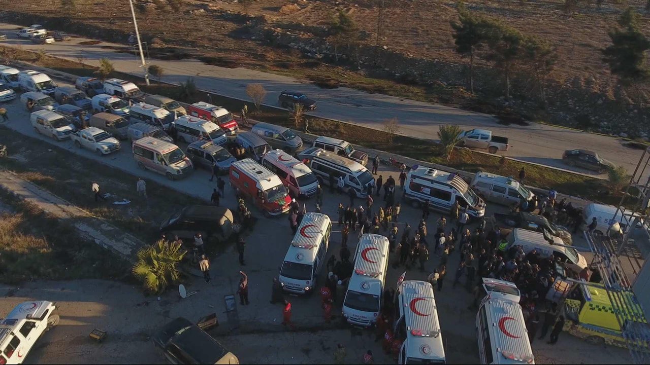 Iranian-backed militias ‘fired on convoy’ leaving Aleppo