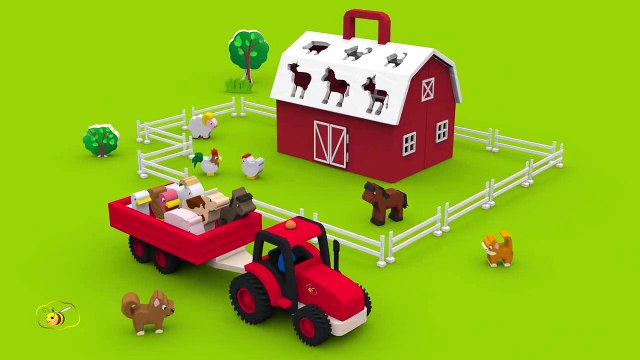 Мультики про машинки Трактор на ферме Домашние животные для детей_ учим названия и голоса животных