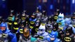 Batman Duplication Ray Creates 30 Batmans and Fights Them and Meets Twin Superman Toys on Batcycle