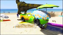 Dinosaur vs COLOR Cars Lightning McQueen in Spiderman Cartoon with Colors for Kids Nursery Rhymes