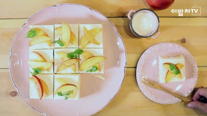 노오븐! 새콤달콤한 [복숭아치즈케이크 (no oven peach cheesecake)] by 이밥차