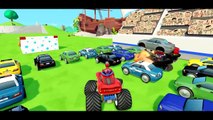 MCQUEEN CARS COLORS Racing with Spiderman & Hulk   Nursery Rhymes Songs for Kids   Monster Trucks