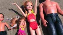 FROZEN Vacation Little Mermaid ARIEL DISNEYCARTOYS Beach Barbie Parody Anna, Kristoff & Kids