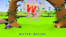 Watermelon rhymes | Alphabet Song 3d nursery rhymes for kids | W for Watermelon songs