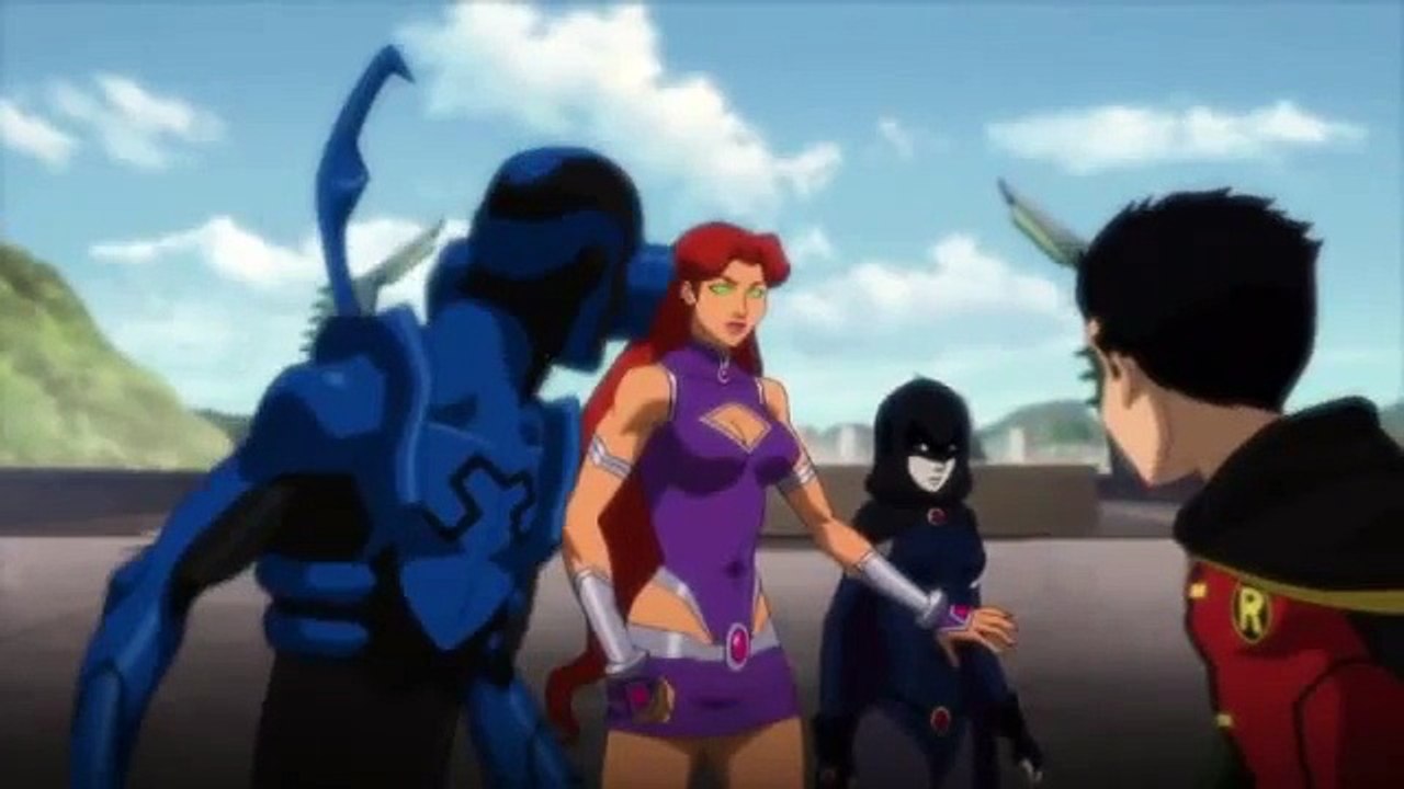 Teen Titans try to protect Raven Justice League vs Teen Titans Fight Scene
