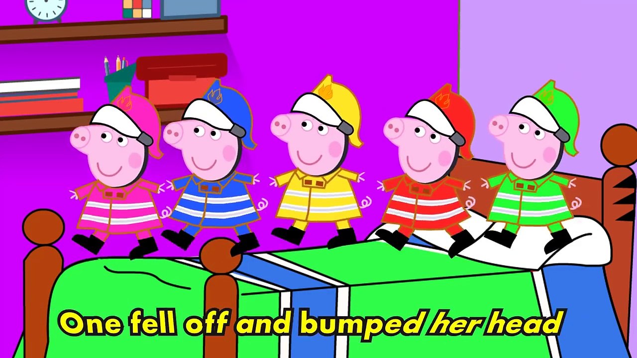 #Five Little #Peppa #Fire Man #Jumping on the B...