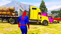 Trucks for Kids and Spiderman - Cars Party with Superhero in Cartoon with Nursery Rhymes Songs