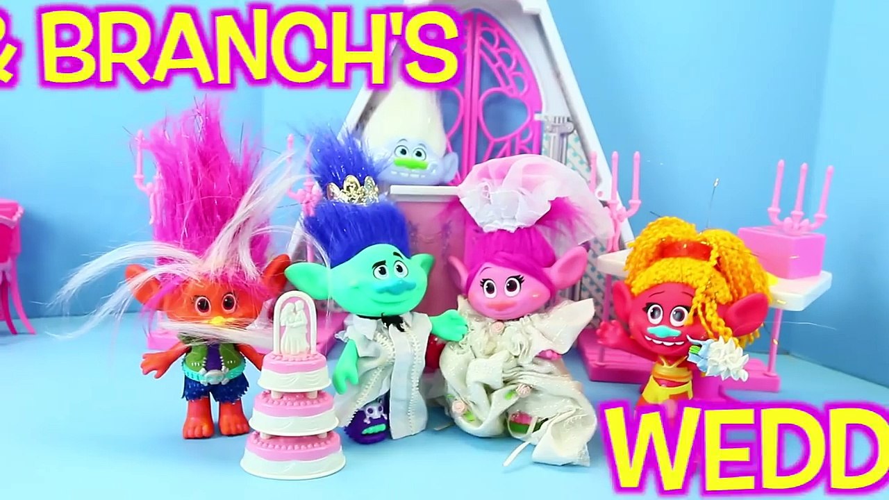 TROLLS WEDDING Poppy & Branch Get Married! Poppy Bride Dress Up & Makeover Doll Parody DisneyCarToys