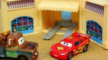 Disney Cars Lightning Luigi and Mater Attacked by Hot Wheels T-Rex Takedown Race Track