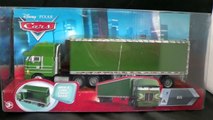 Disney Cars Gil Green Peterbilt Hauler Truck and Trailer with Jerrys Recycled Batteries