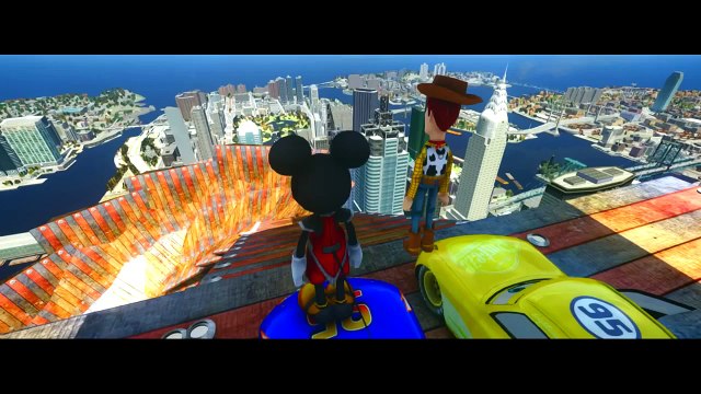 [ Lightning McQueen ] Mickey Mouse Toy Story Sheriff Woody Driving Their New Custom Lightning Mcquee