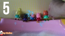 Five Little Peppa Pig Jumping on the Bathtub | Five Little Monkeys Jumping on the Bed Nursery Rhyme