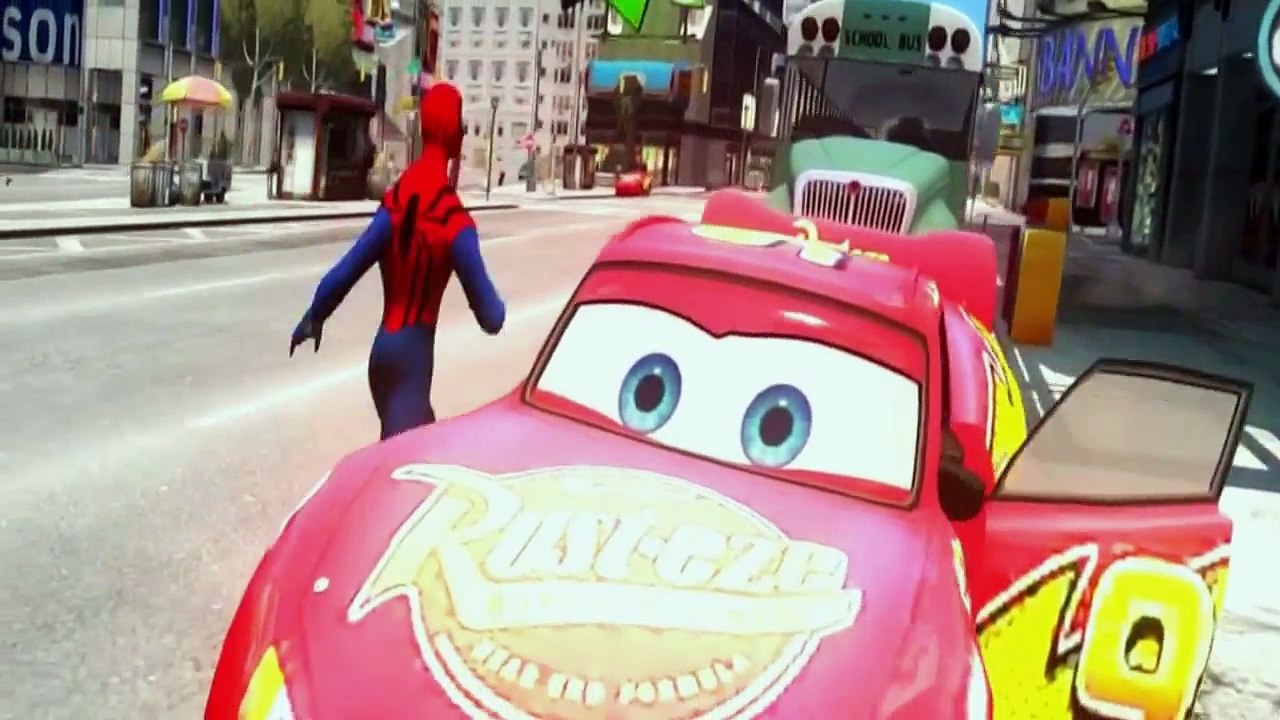 Batman & Spider Man meets Disney Pixar Cars Lightning McQueen and Mater