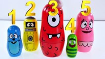 Yo Gabba Gabba! Stacking Cups Learn Colours with Nesting Dolls - Learning to Count Surprise Eggs