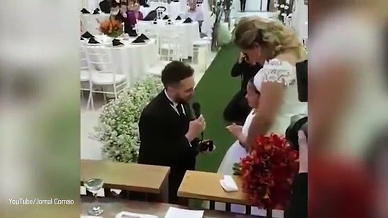 Diogo Bolant wedding Emotional Moment bridegroom asks step-Daughter to be Child for live