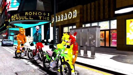 Five Nights at Freddys Freddy Fazbear, Chica, The Puppet, Mangle and Foxy Super Motorbike Action