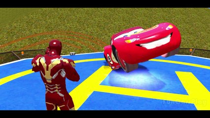Lightning McQueen Cars with Marvel Iron Man Superhero Playtime WaterSlide at POOL