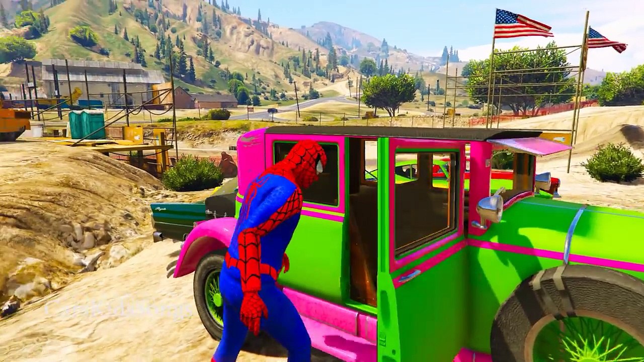 Red Monster Truck Adventures with Spiderman Videos for Kids with Cars and Nursery Rhymes Songs