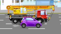 The Yellow Excavator digging & Little Truck help - Emergency Cars - Cars & Trucks for Kids