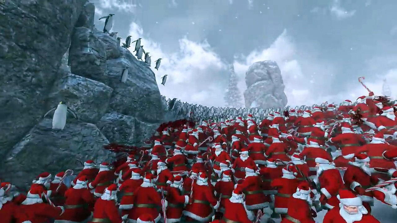 11000 Pingouins contre 4000 pères Noëls ! Bataille en 3D !