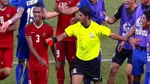 Abduh Lestaluhu receives a red card after he shot the ball to opponents bench Thailand vs Indonesia