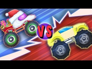 Santa's monster truck VS evil monster truck | monster trucks for kids
