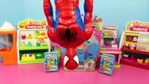 Shopkins Blind Bags Surprise Shopping Baskets with Spiderman Shopkins Toys Review DisneyCarToys