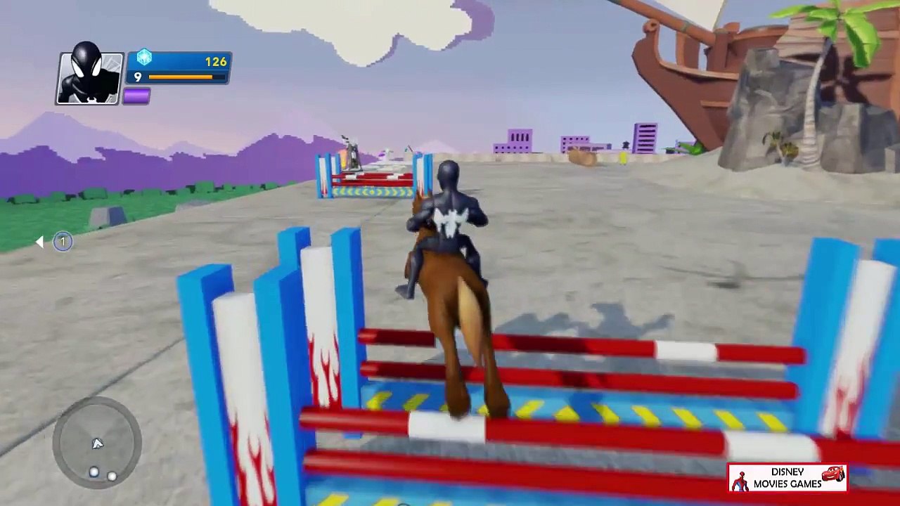 Spiderman and Hulk in the Pirate Bay (Disney) are riding beautiful horses