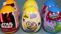 6 Super Surprise Eggs Shopkins Minions Star Wars Candies Stickers Toys