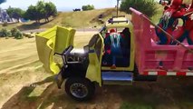 Color Tow Trucks Transportation Truck with Spidermans in Cartoon for Kids & Nursery Rhymes Songs