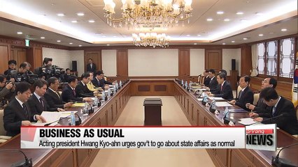 Download Video: Acting president Hwang Kyo-ahn urges gov't to go about state affairs as normal