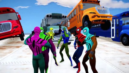 Wheels On The Bus Spiderman Colors | Nursery Rhymes for Kids & Children Songs