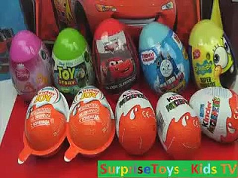 10 Surprise Eggs Kinder Surprise Kinder Joy Disney Pixar Cars 2 Spongebob new
