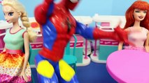 SPIDERMAN SHOWS HIS FACE!!! Disney Frozen & Barbie Dolls Parody by DisneyCarToys