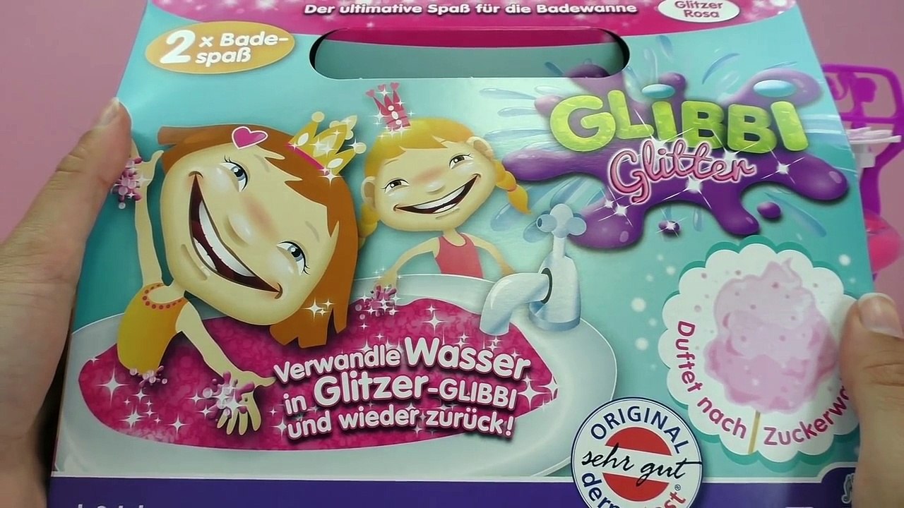 Verwandle Wasser in Glitzer-GLIBBI - Rosa Schleim in im Barbie Schwimmbad!