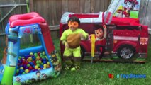 PAW PATROL Nickelodeon BALL PIT CHALLENGE Giant Paw Patrol and Thomas Tent Egg Surprise Toys Video