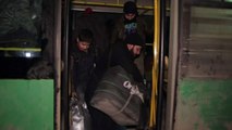 Aerial footage shows evacuation buses leaving east Aleppo